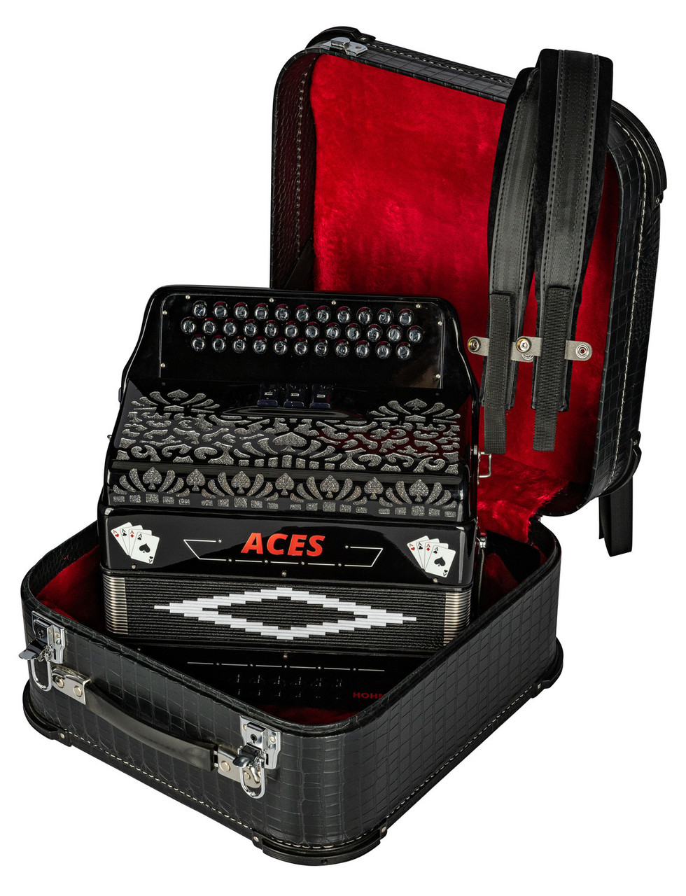 Hohnica Aces Accordion 3-Register EAD Tone - Black (ACES II EBK