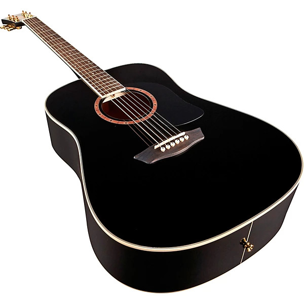 Washburn WD100DL Dreadnought Mahogany Acoustic Guitar - Black (WD100DLBK-A-U) | Musician Madness