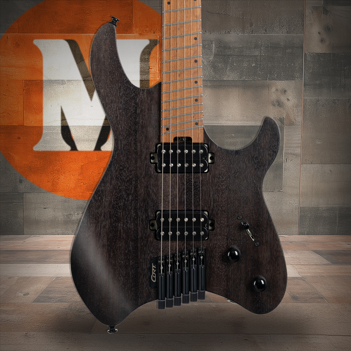  Cort Space 6GTR Multi-Scale Electric Guitar w/Gig-bag - Semi Gloss Trans Black (SPACEG6MSSGTK-U)