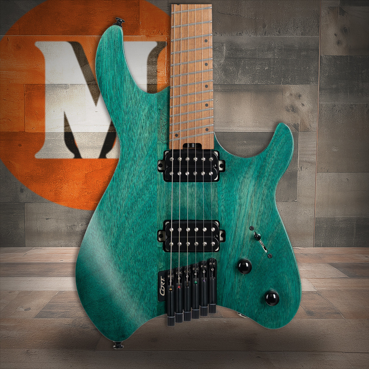 Cort Space 6GTR Multi-Scale Electric Guitar w/Gig-Bag - Semi Gloss Turquoise (SPACEG6MSSGTQ-U)