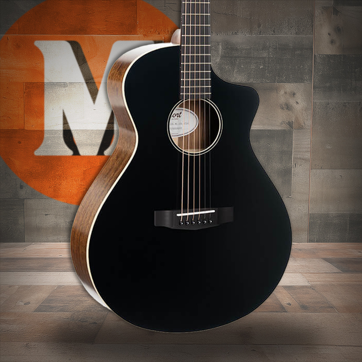 Cort CORE-MC Ovangkol Acoustic-Electric Guitar w/ Gig-Bag - Black Top Semi Gloss (COREMCBTSG-U)