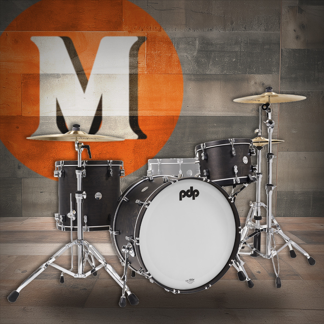 PDP Concept Classic Series 3-Piece Maple Shell Pack, 24" Bass Drum - Ebony w/Ebony Hoops (PDCC2613EE)