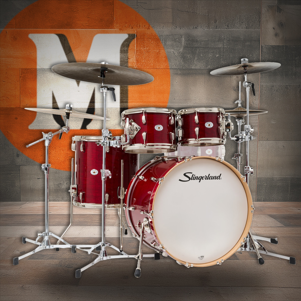Slingerland 4Pc Studio King Kit, 10/12/16F/22K, Royal Crimson (SDKTSKK22N04DWRCR) | Musician Madness