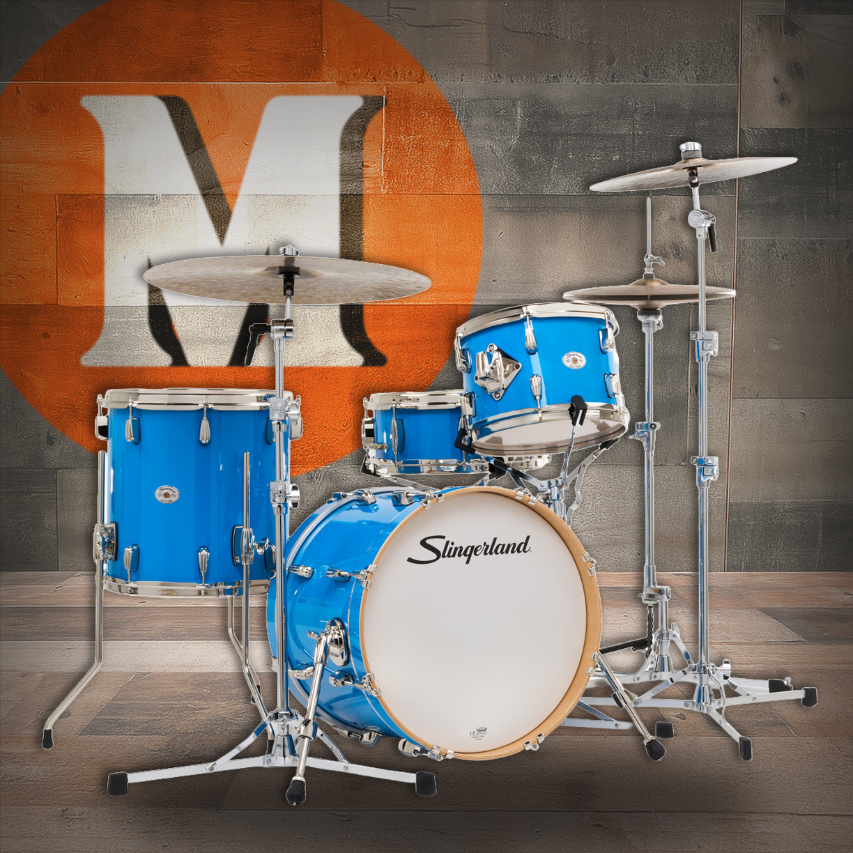Slingerland 4Pc Studio King Kit, 12/14F/18K/5.5S, Lunar Blue (SDKTSKK18N04AZLBL) | Musician Madness