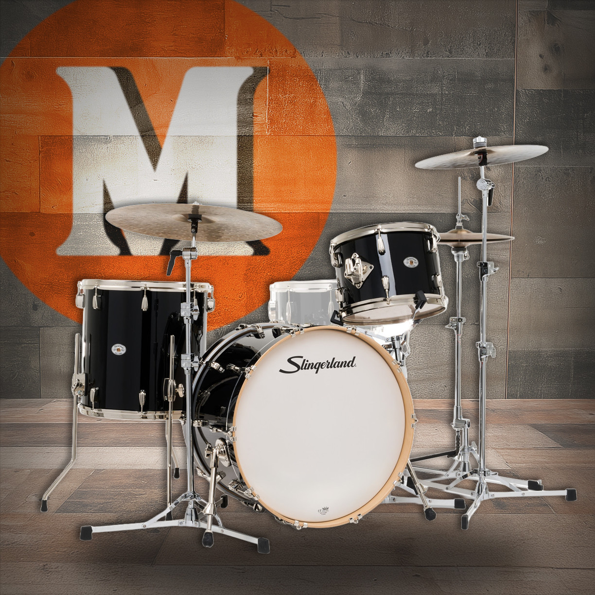 Slingerland 3Pc Studio King Kit, 13/16F/22K, Del Norte Black (SDKTSKK22N03AHDNB) | Musician Madness