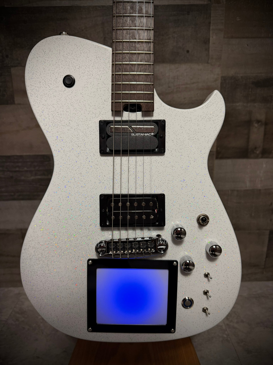 Cort MBM-2 Manson Electric Guitar w/ Kaoss Pad and Sustainiac Electric Guitar w/ Hard Case - White Sparkle