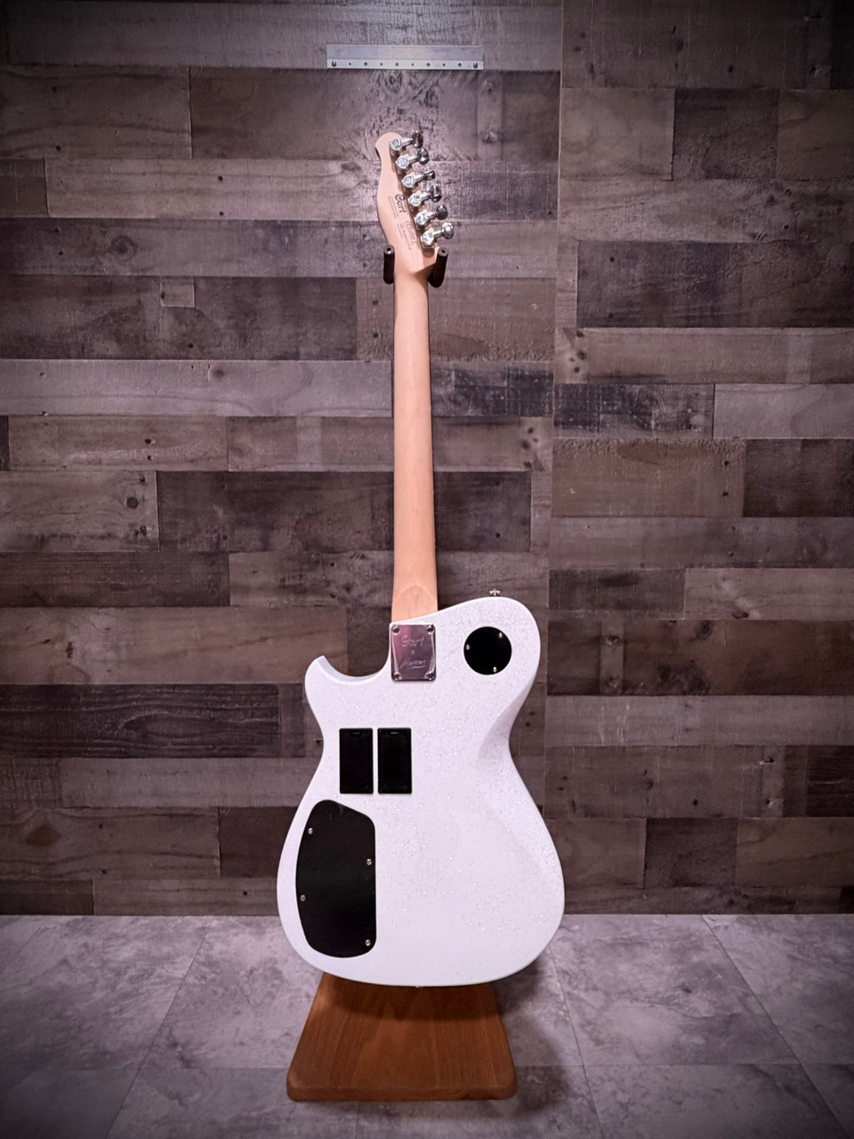 Cort MBM-2 Manson Electric Guitar w/ Kaoss Pad and Sustainiac Electric Guitar w/ Hard Case - White Sparkle