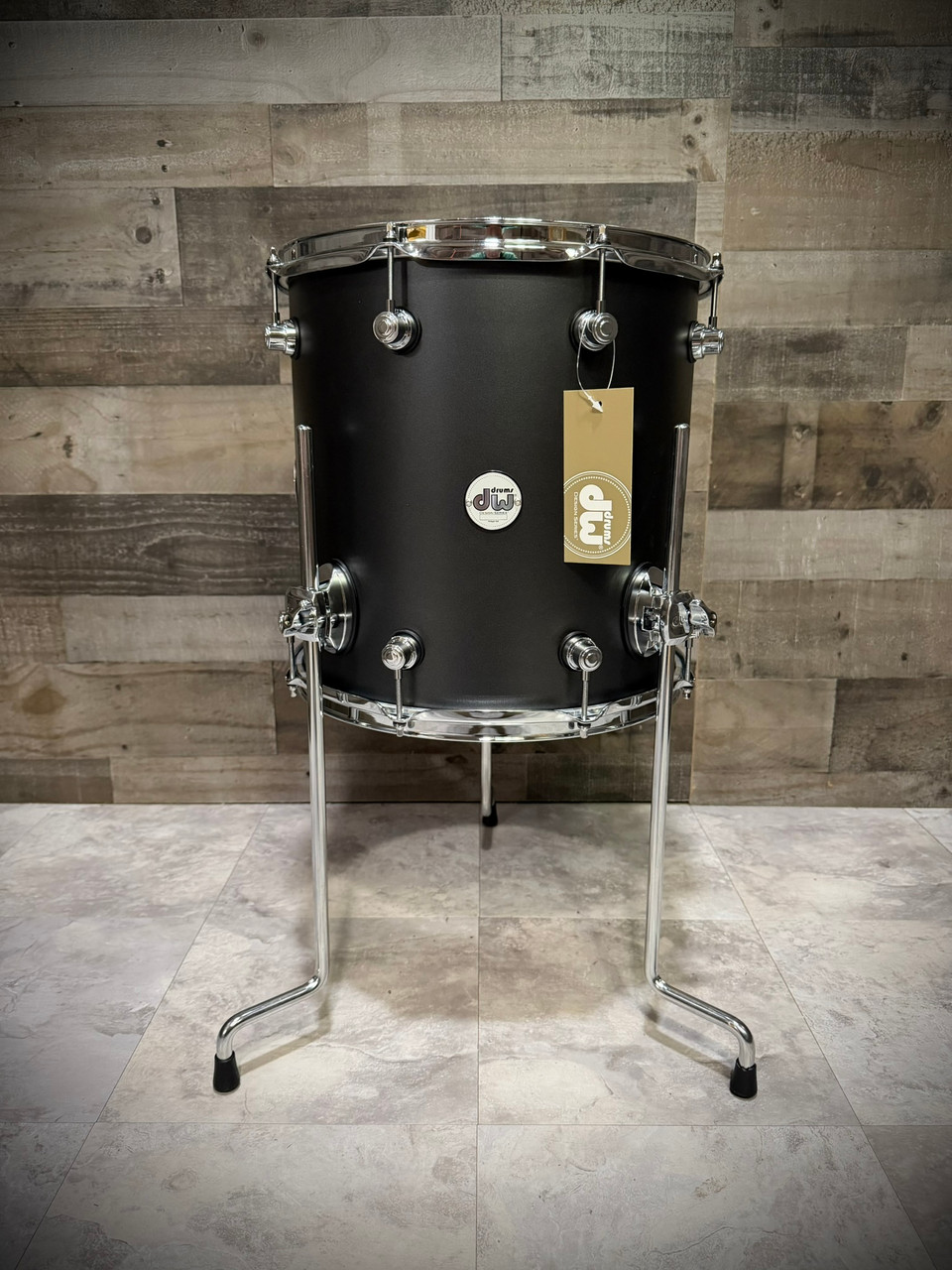 DW Design 14 x 14 Floor Tom with Legs - Iron Satin Metallic  - Open Box | Musician Madness