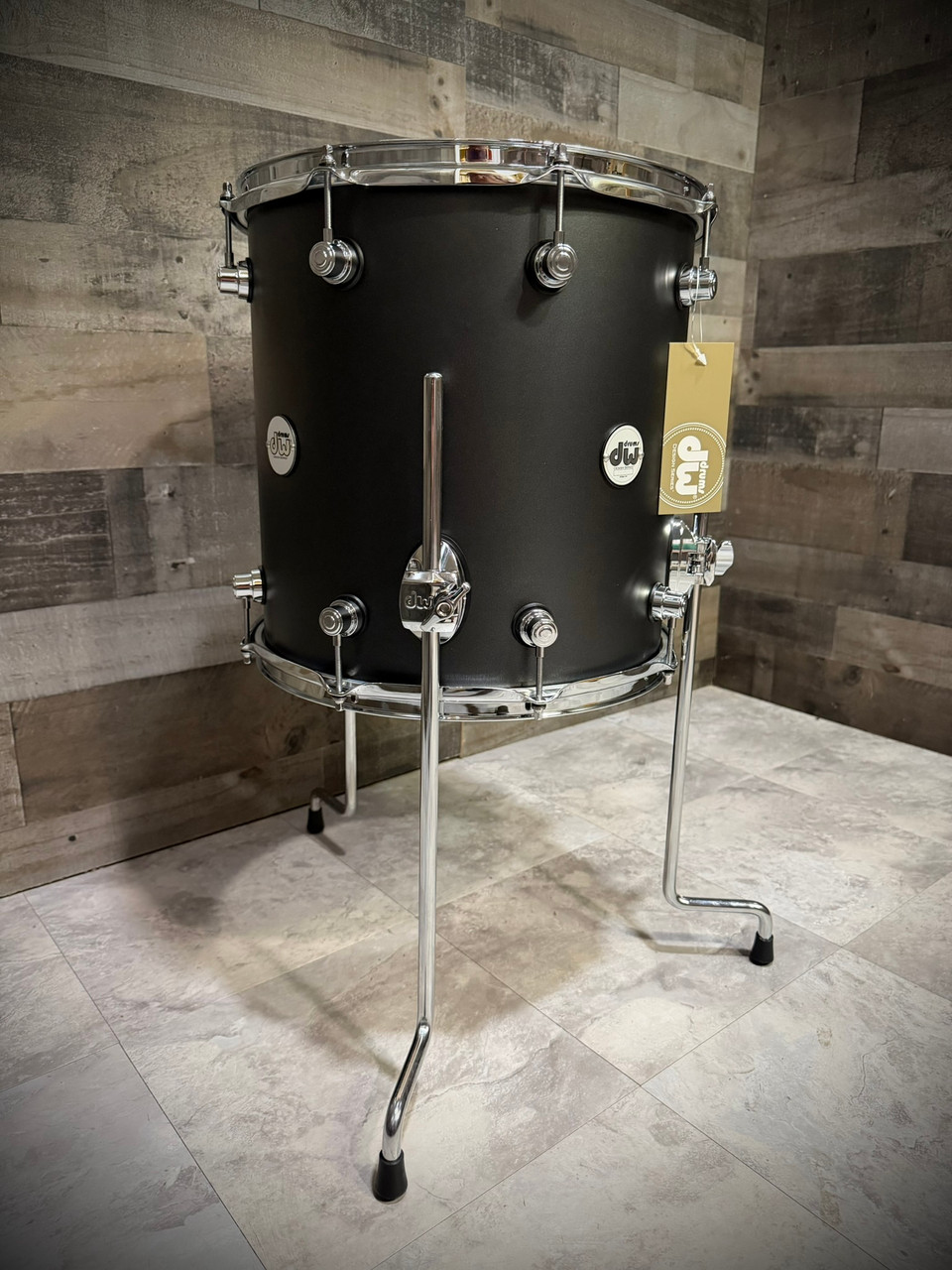DW Design 14 x 14 Floor Tom with Legs - Iron Satin Metallic  - Open Box | Musician Madness