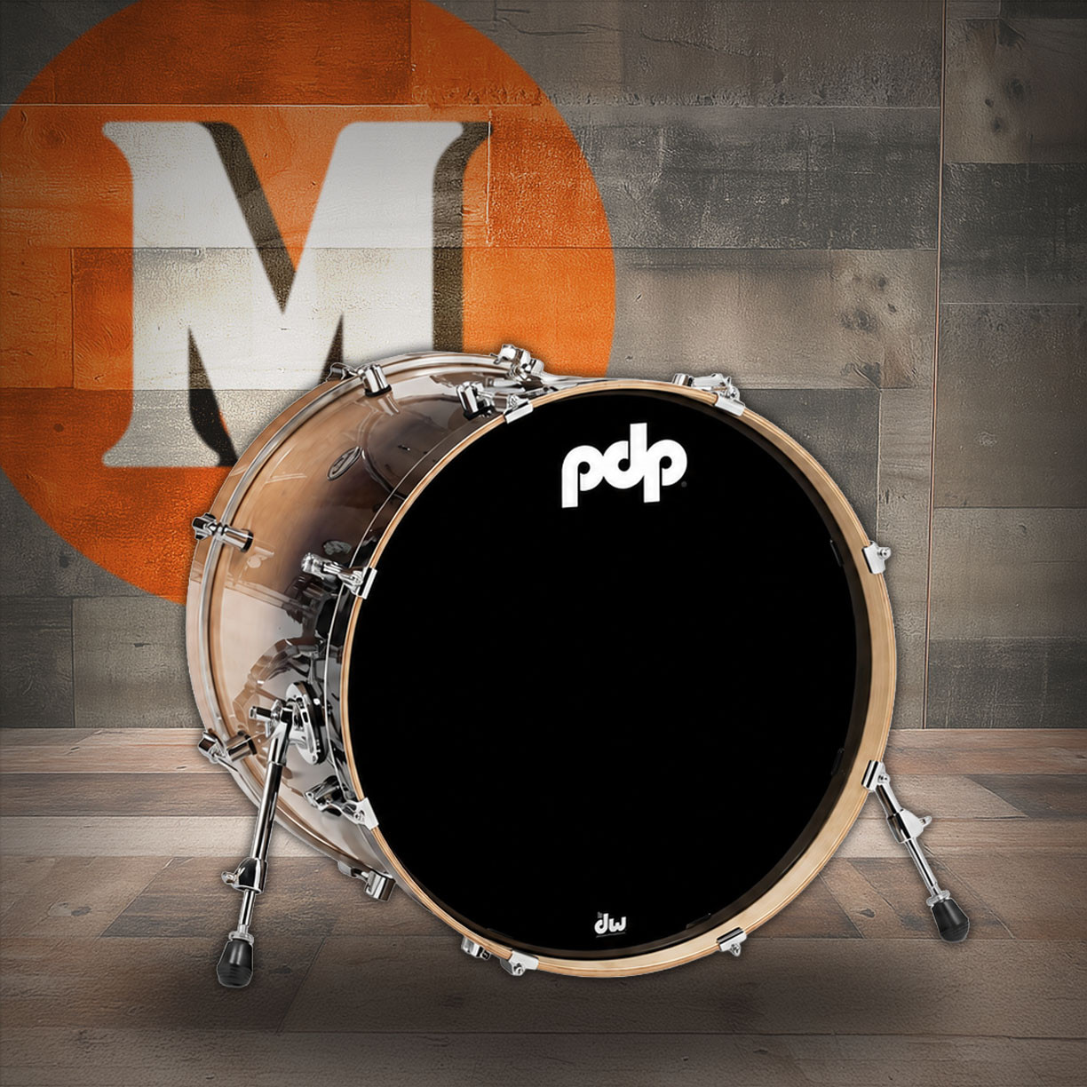 PDP Concept Maple Bass Drum  18x24 Natural to Charcoal Fade - Open Box | Musician Madness