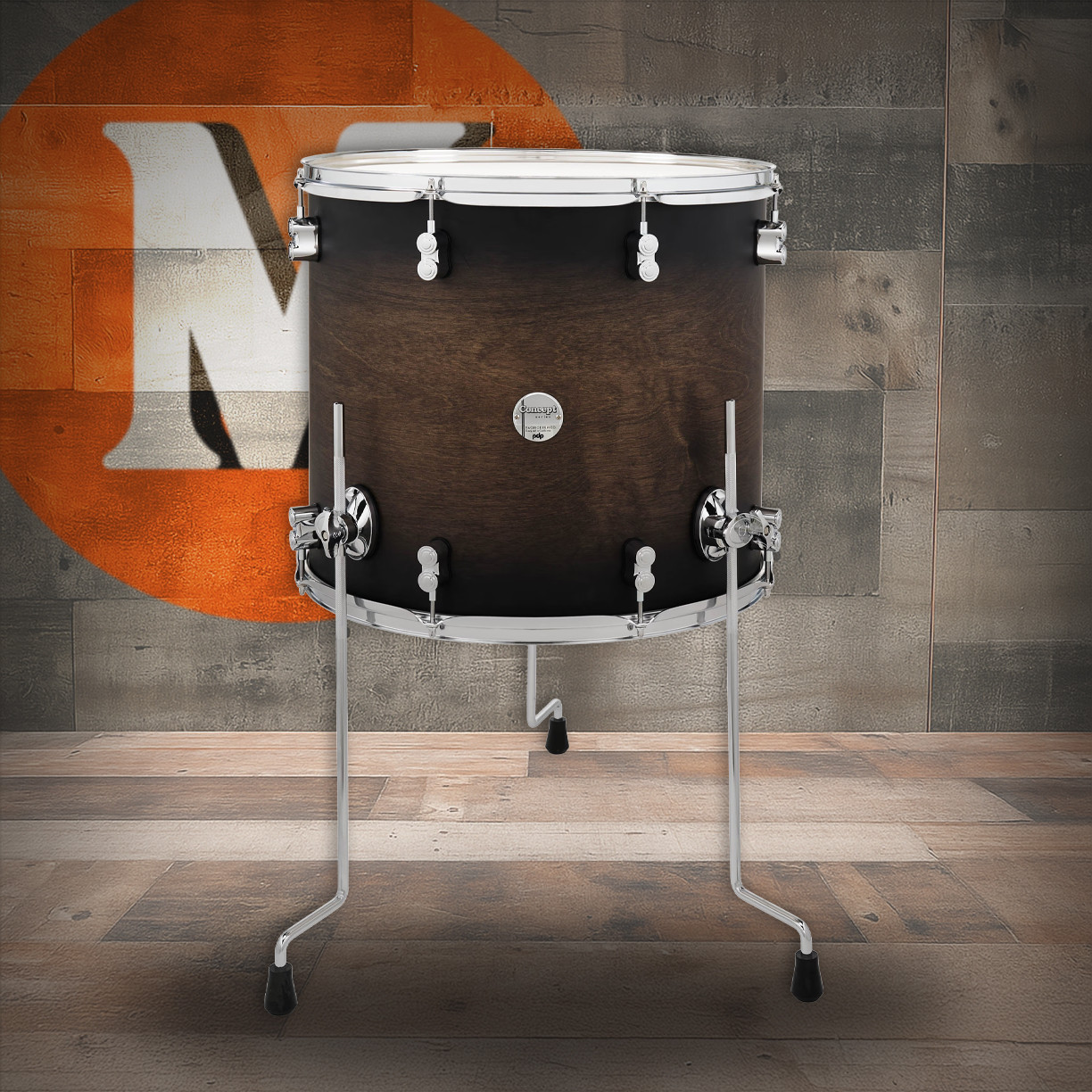 PDP Concept Maple Floor Tom 16x18 - Satin Charcoal Burst  - Open Box | Musician Madness