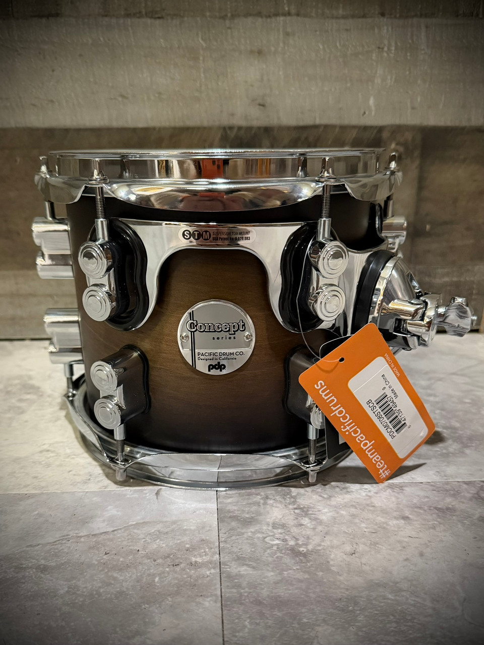 PDP Concept Maple 7x8 Suspended Tom Satin - Charcoal Burst - Open Box (PDCM0708STSCB)