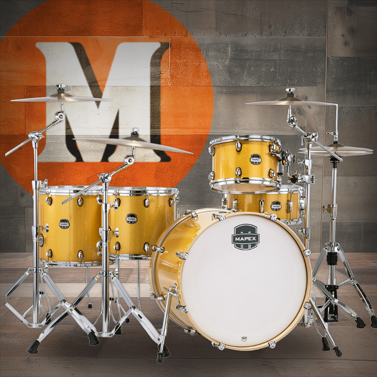 Mapex Mars Birch 5 Piece Crossover Shell Pack - Sunflower Sparkle (MA528SFYD) | Musician Madness