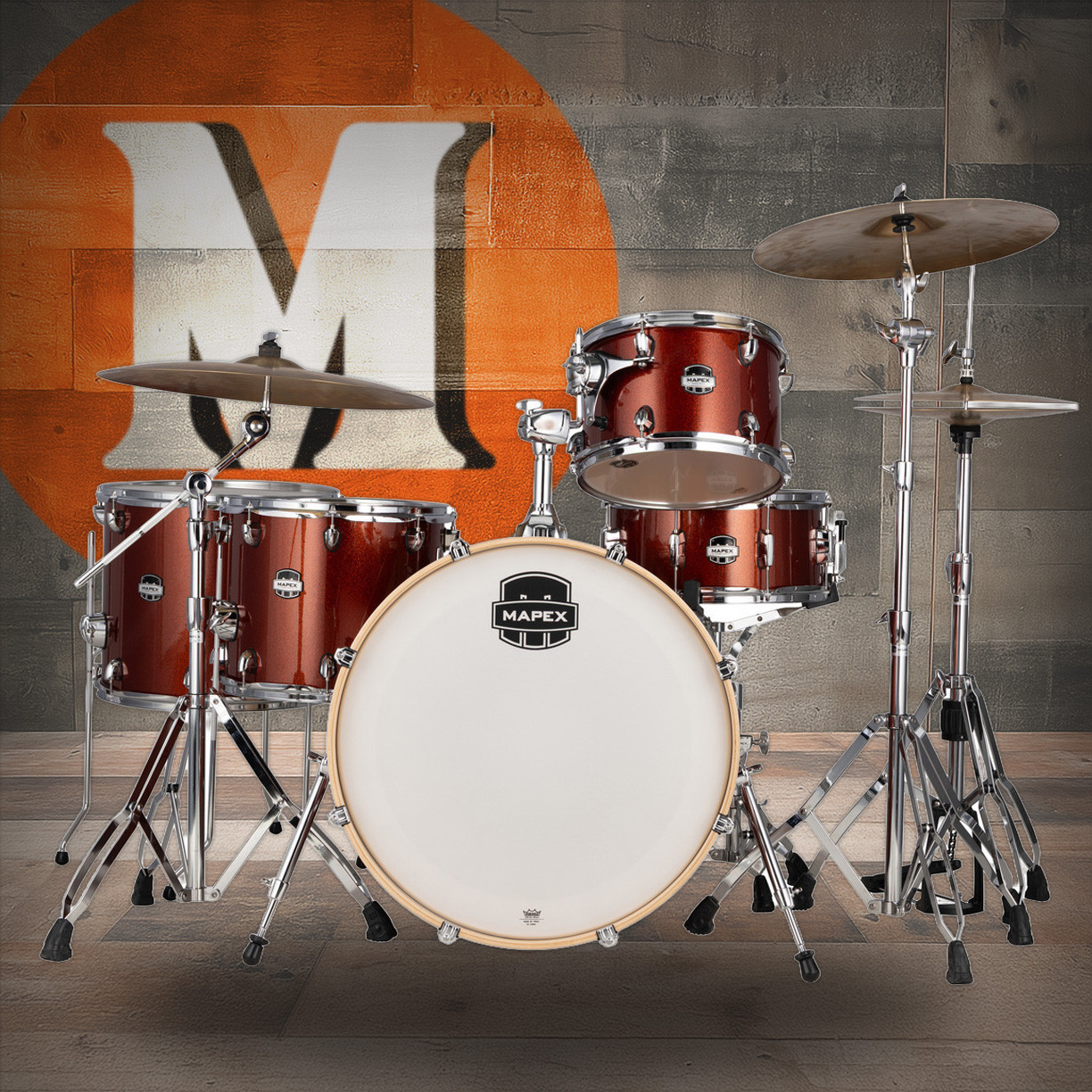 Mapex Mars Birch 5 Piece Crossover Shell Pack - Blood Orange Sparkle (MA528SFOR) | Musician Madness