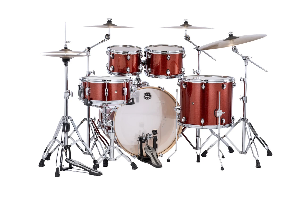Mapex Mars Birch series 5-piece Rock Shell Pack  - Orange Sparkle (MA529SFOR) | Musician Madness