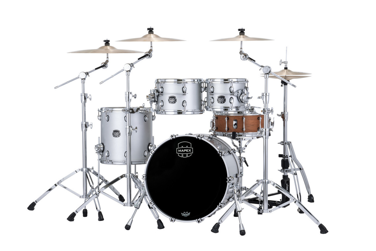 Mapex Saturn Evolution Fusion 4 Piece Shell Pack Without Snare - Iridium Silver (SE504XMPD)