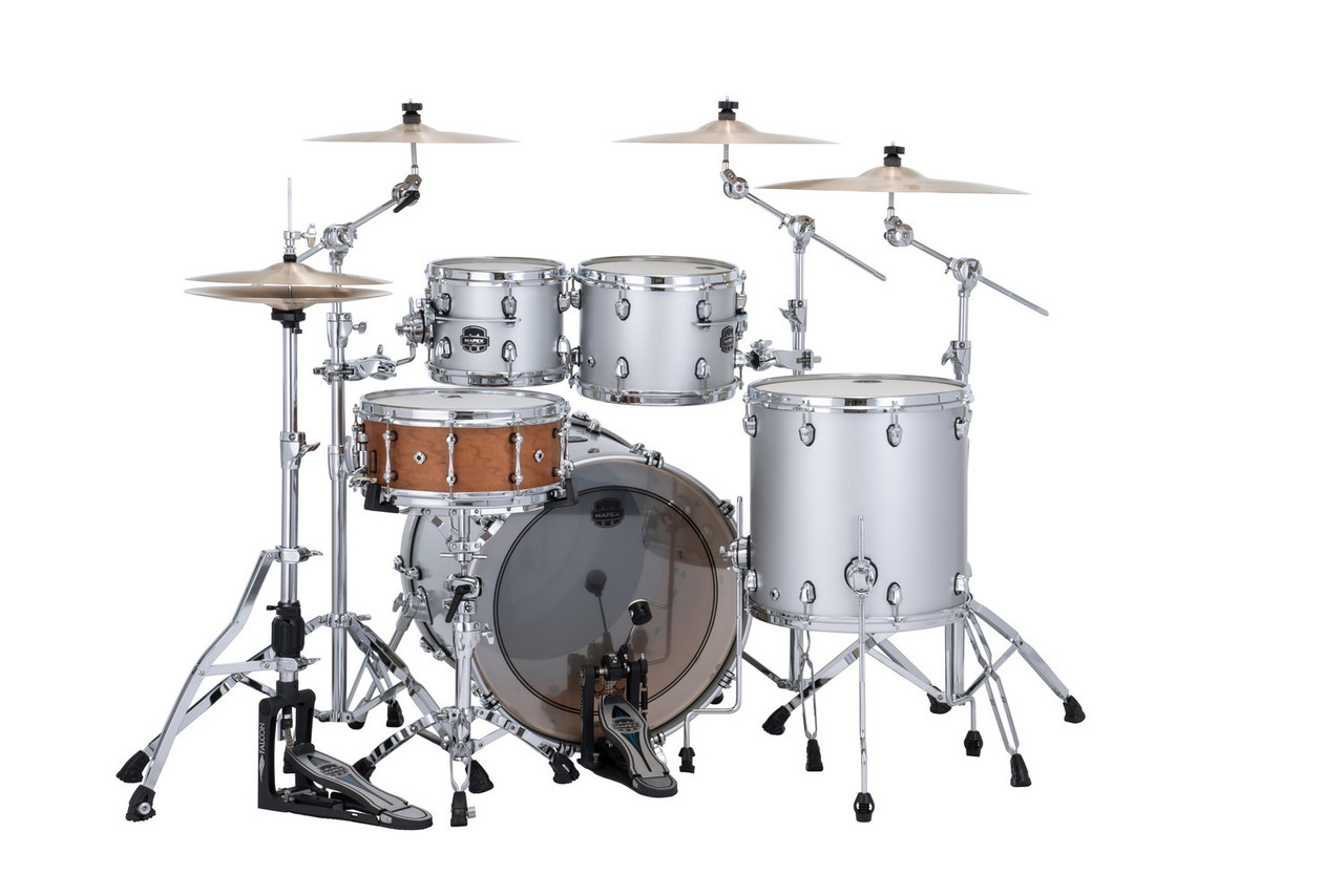 Mapex Saturn Evolution Rock 4 Piece Shell Pack Without Snare - Iridium Silver (SE529XMPD) | Musician Madness