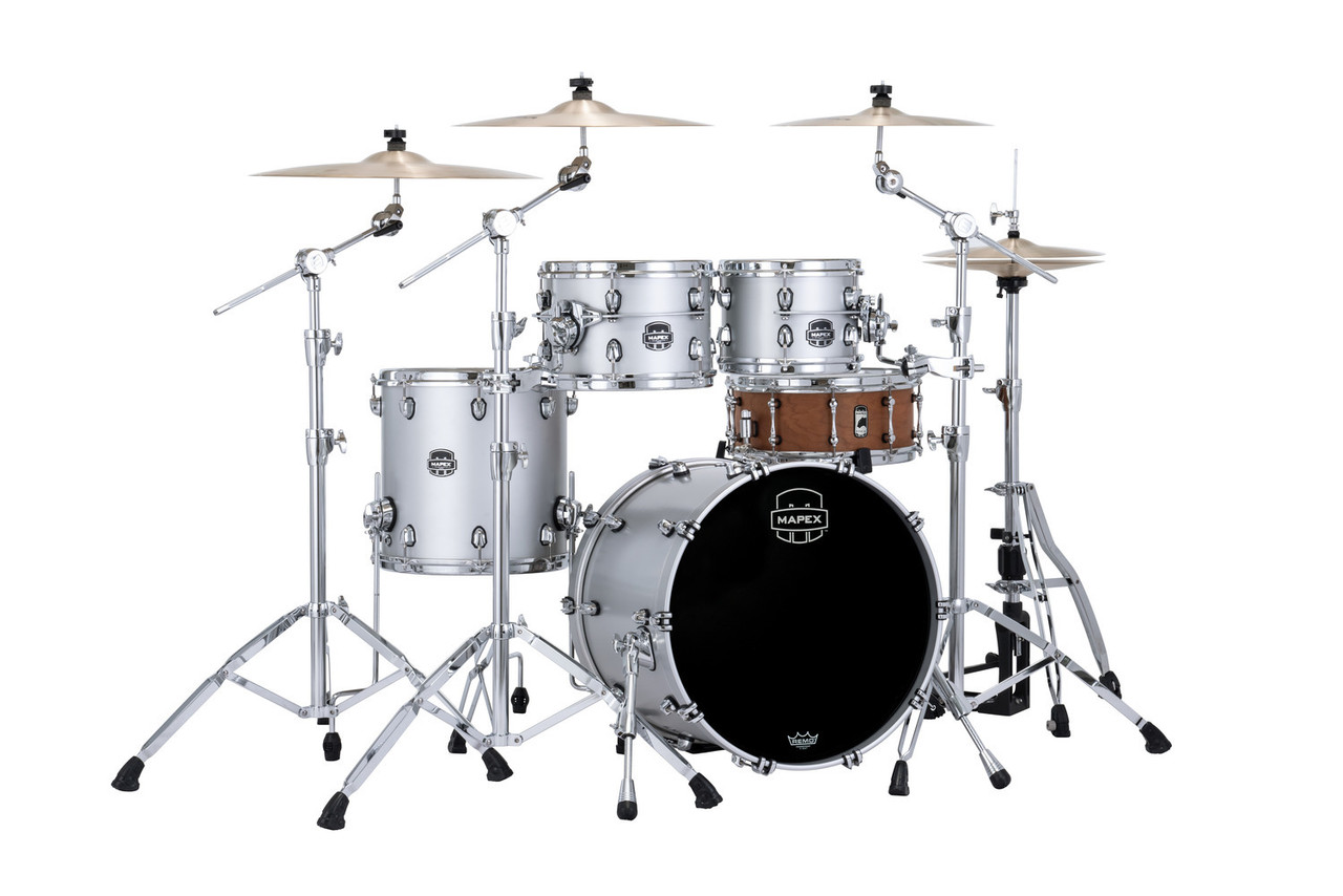 Mapex Saturn Evolution Fusion 4 Piece Shell Pack Without Snare - Iridium Silver (SE504XBPD)