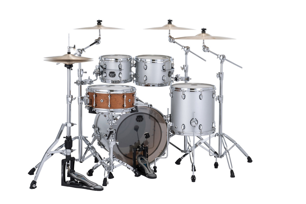 Mapex Saturn Evolution Fusion 4 Piece Shell Pack Without Snare - Iridium Silver (SE504XBPD) | Musician Madness