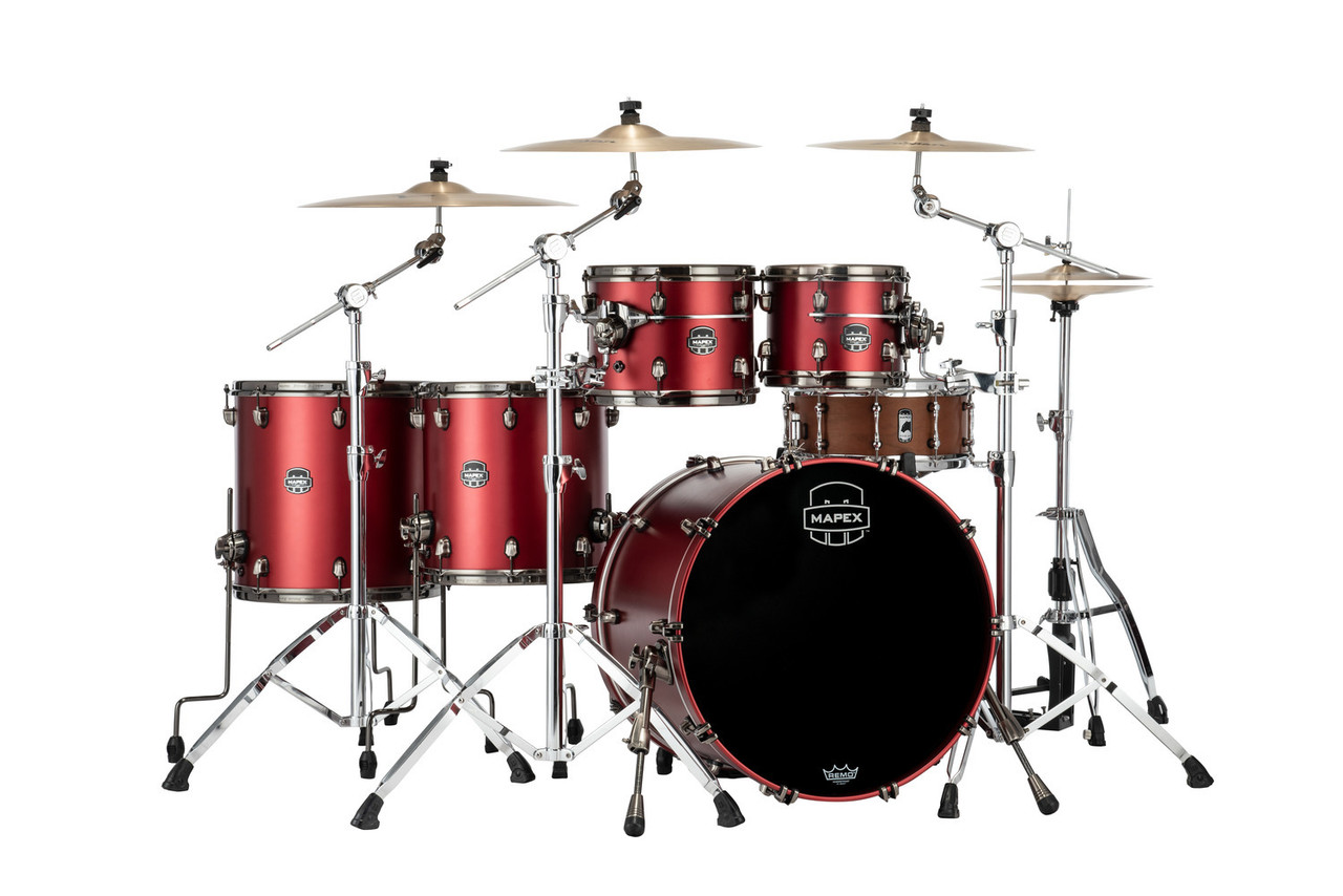 Mapex Saturn Evolution  Workhorse 5 Piece Shell Pack Without Snare - Tuscan Red (SE628XMBPA) | Musician Madness