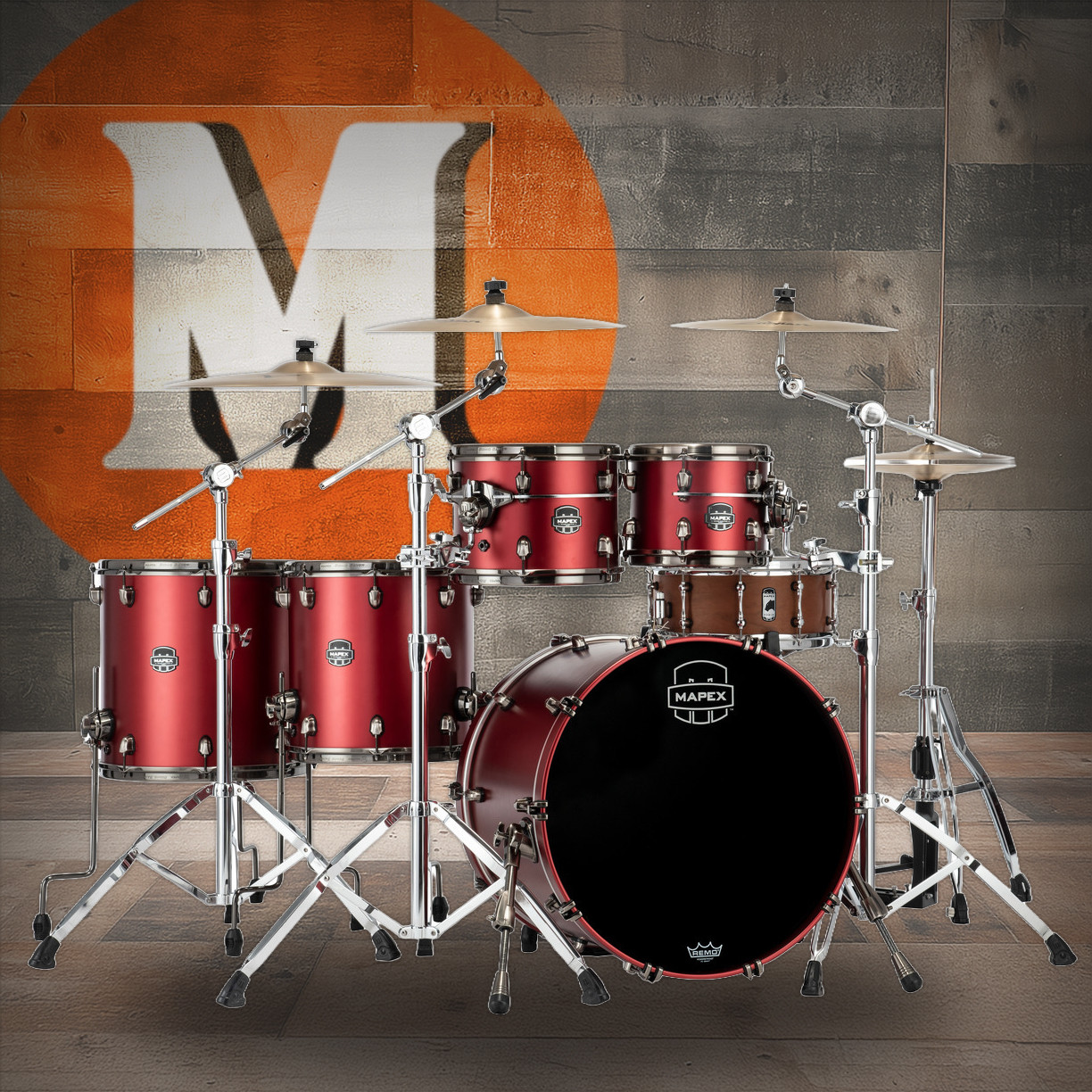 Mapex Saturn Evolution Workhorse 5 Piece Shell Pack Without Snare - Tuscan Red (SE628XMBPA)