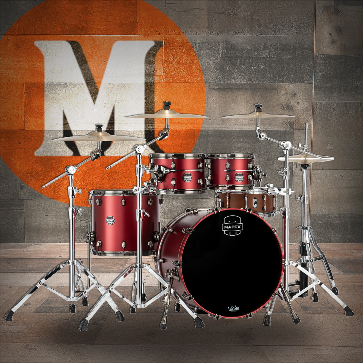 Mapex Saturn Evolution Classic 4 Piece Shell Pack Without Snare - Tuscan Red (SE529XEMBPA)