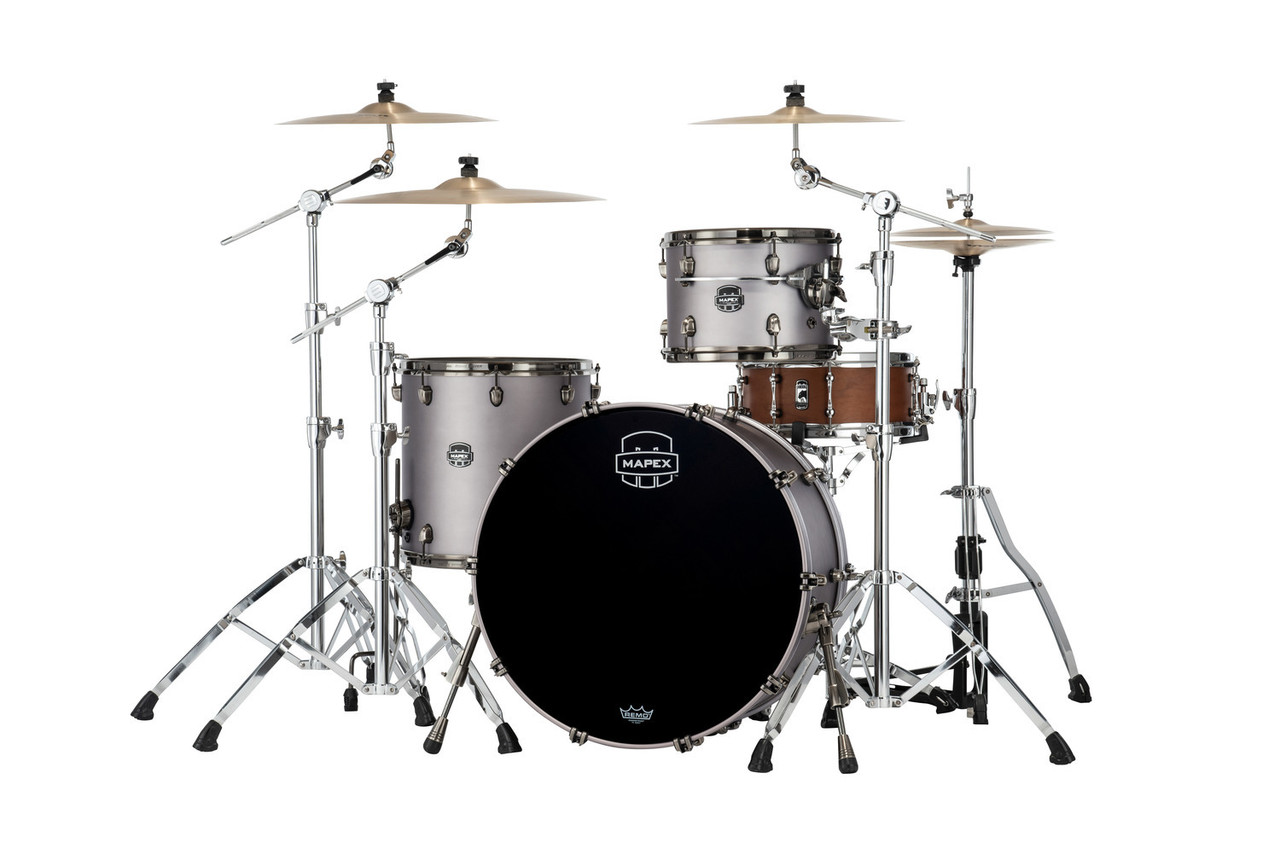 Mapex Saturn Evolution Hybrid Powerhouse Rock 3 Piece Shell Pack Without Snare - Gun Metal Grey (SE446XHBPG) | Musician Madness