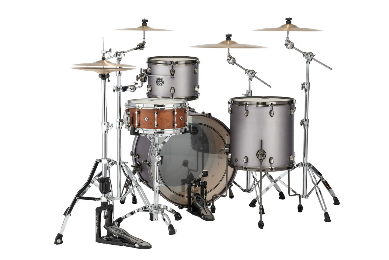 Mapex Saturn Evolution Hybrid Powerhouse Rock 3 Piece Shell Pack Without Snare - Gun Metal Grey (SE446XHBPG) | Musician Madness