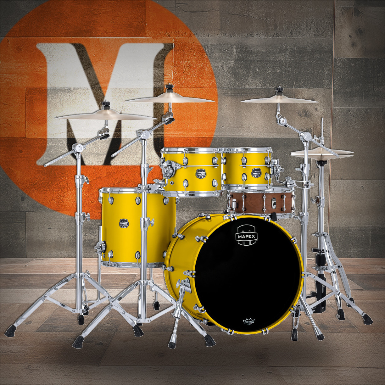 Mapex Saturn Evolution Rock 4 Piece Shell Pack Without Snare - Tuscan Yellow (SE529XMPM)