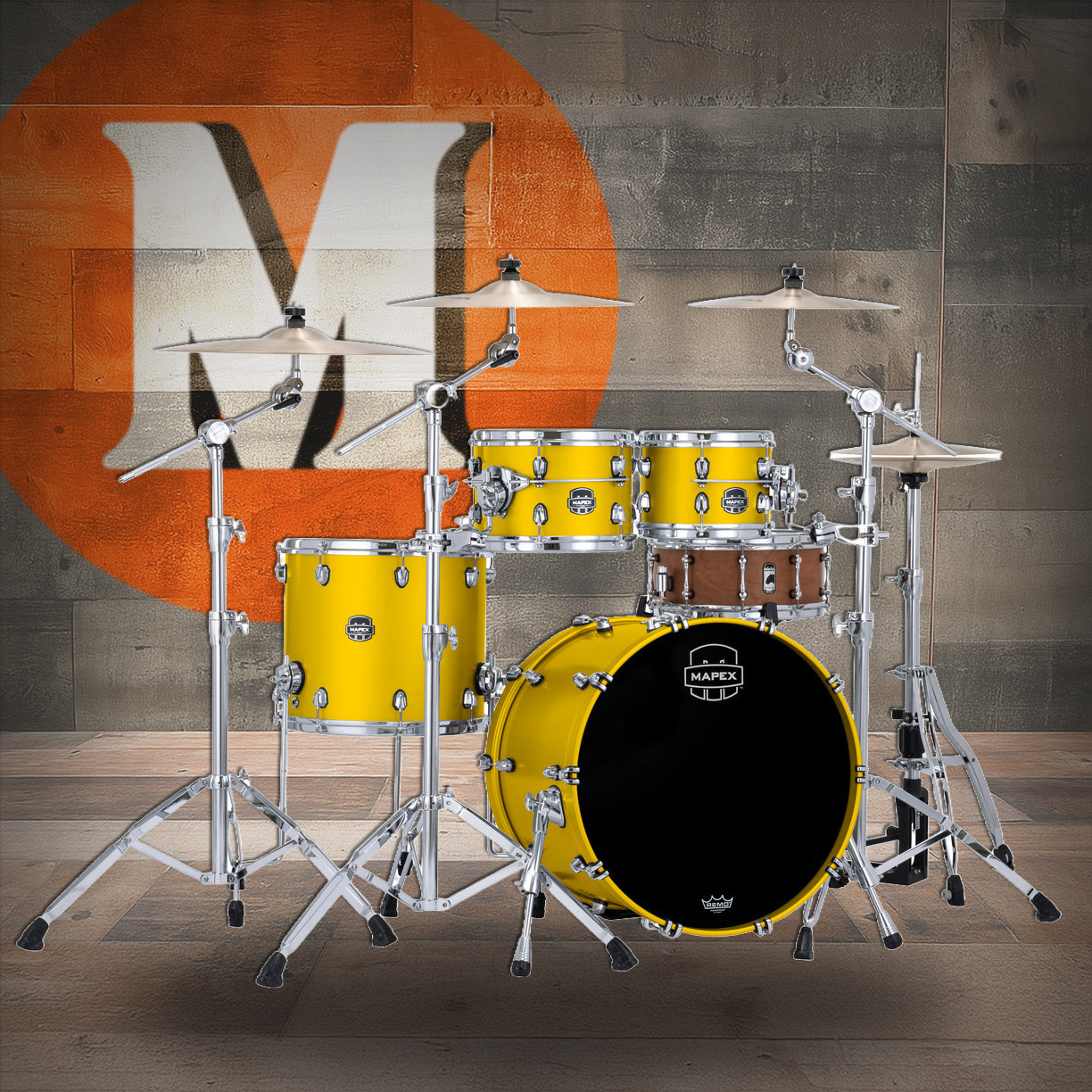 Mapex Saturn Evolution Classic 4 Piece Shell Pack Without Snare - Tuscan Yellow (SE529XEMPM)
