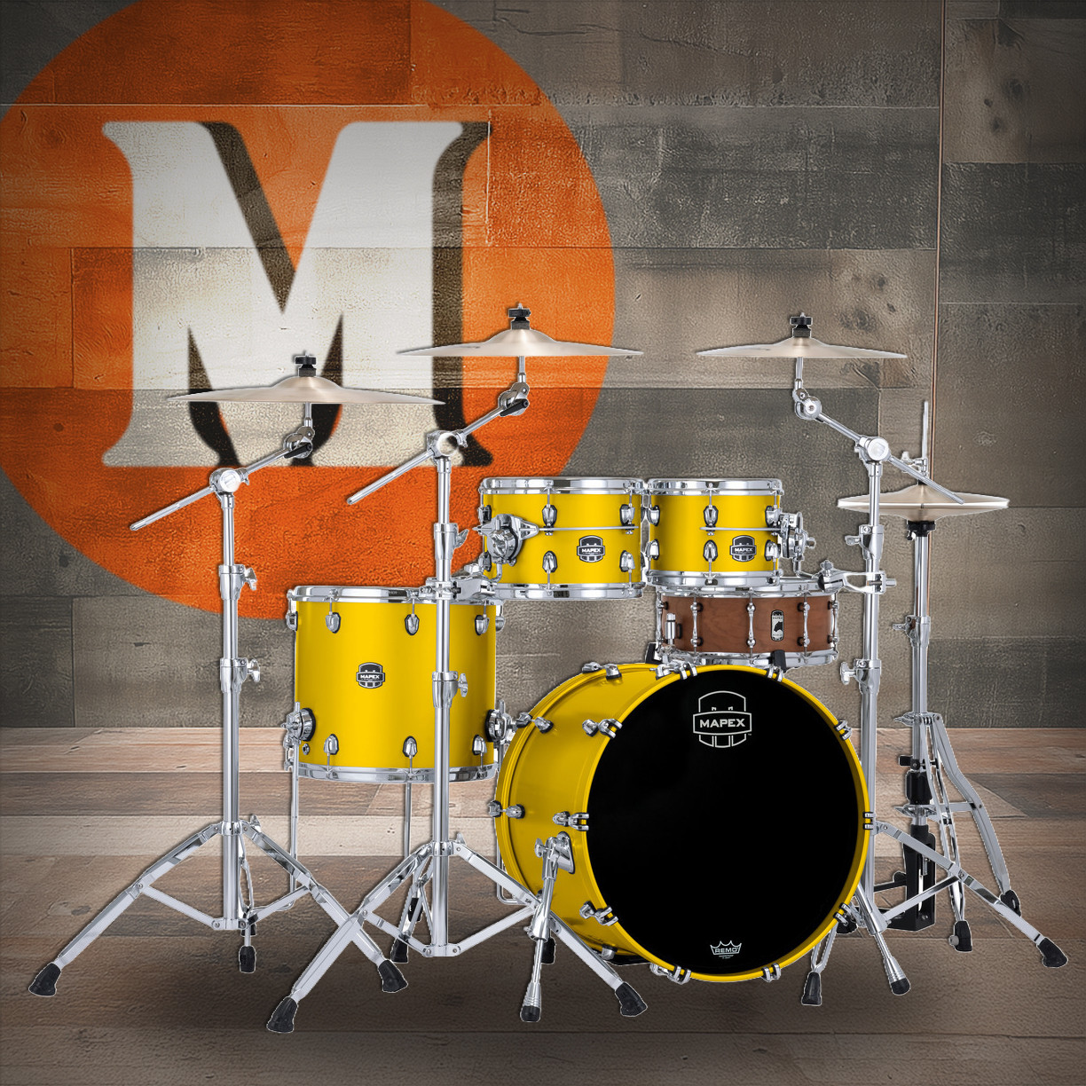 Mapex Saturn Evolution Classic 4 Piece Shell Pack Without Snare - Tuscan Yellow (SE529XEBPM)