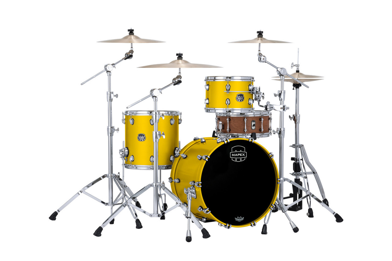 Mapex Saturn Evolution Hybrid Straight Ahead 3 Shell Pack Without Snare - Tuscan Yellow (SE401XHPM) | Musician Madness