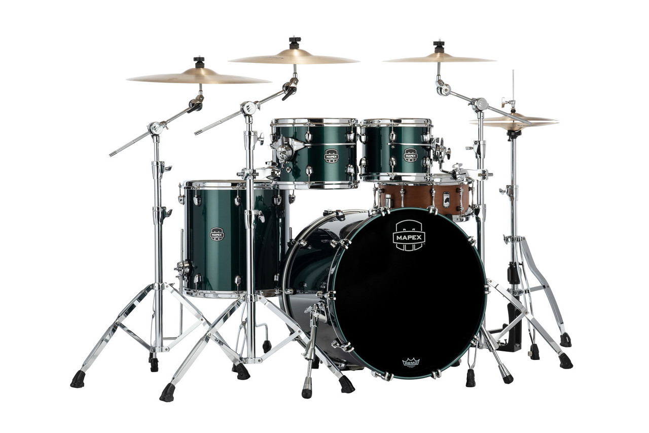 Mapex Saturn Evolution Rock 4 Piece Shell Pack Without Snare - Brunswick Green  (SE529XMPQ) | Musician Madness