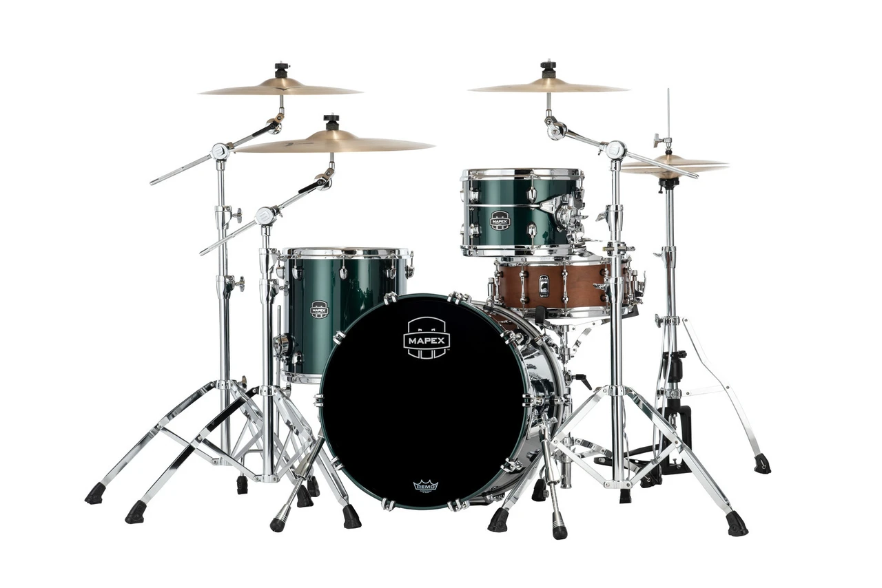 Mapex Saturn Evolution Hybrid Straight Ahead 3 Shell Pack Without Snare - Brunswick Green (SE401XHPQ) | Musician Madness