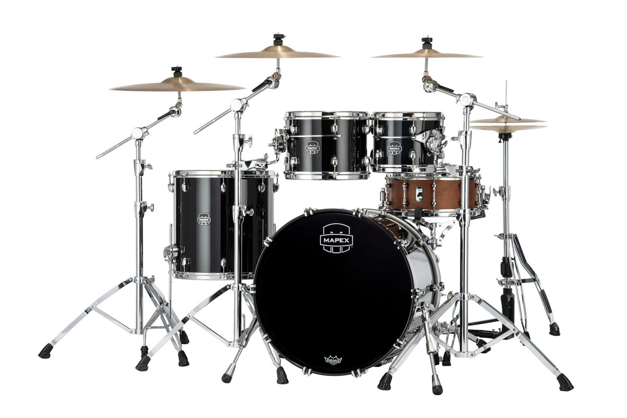Mapex Saturn Evolution Rock 4 Piece Shell Pack Without Snare - Piano Black (SE529XMPB)