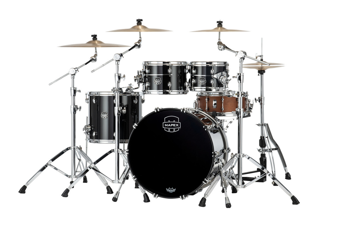 Mapex Saturn Evolution Classic 4 Piece Shell Pack Without Snare - Piano Black (SE529XEMPB) 