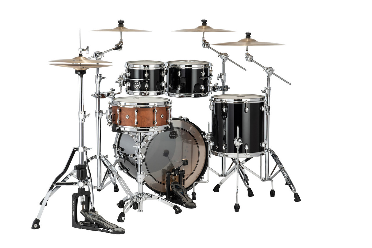 Mapex Saturn Evolution Fusion 4 Piece Shell Pack Without Snare - Piano Black (SE504XBPB)