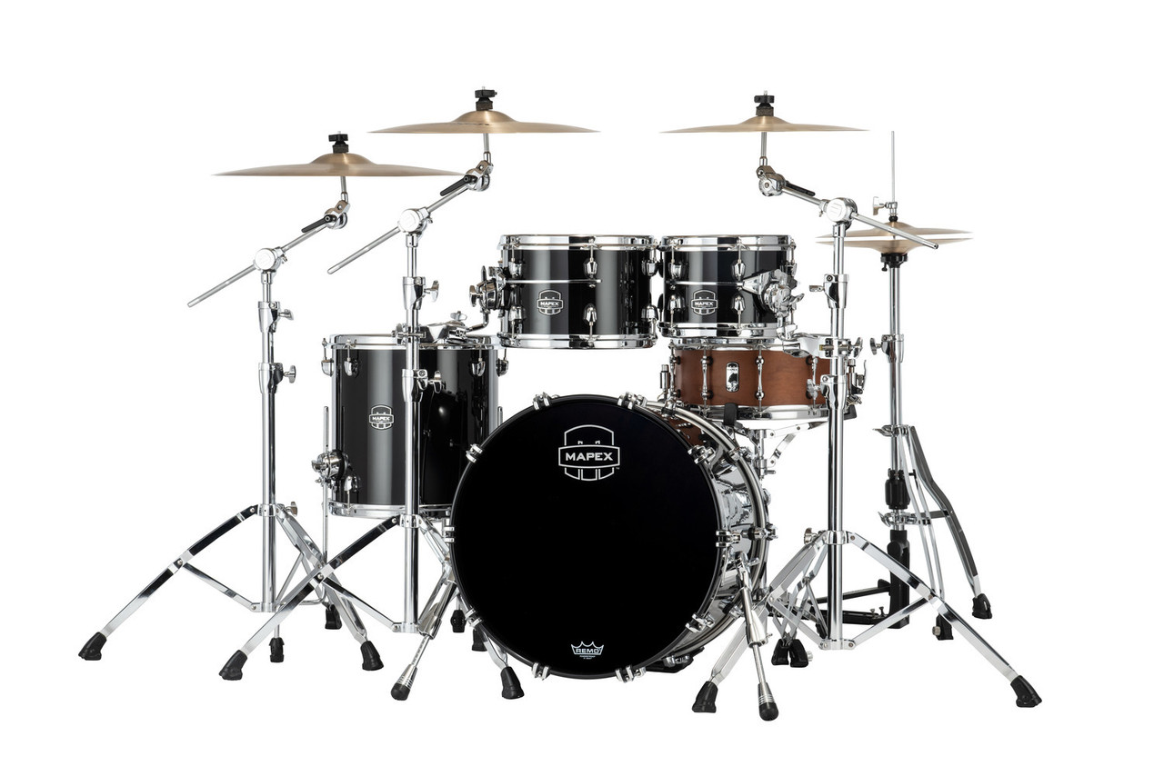 Mapex Saturn Evolution Fusion 4 Piece Shell Pack Without Snare - Piano Black (SE504XBPB)