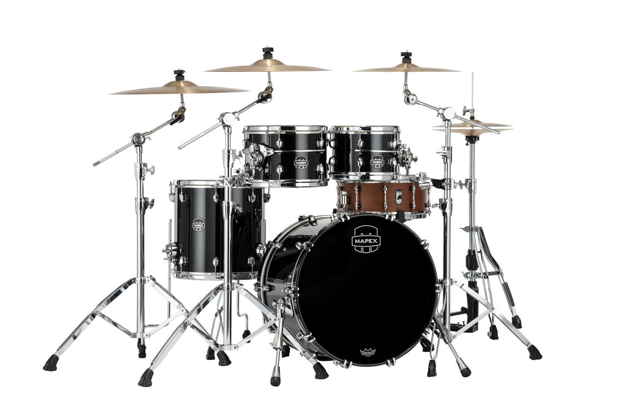 Mapex Saturn Evolution Fusion 4 Piece Shell Pack Without Snare - Piano Black (SE504XBPB)
