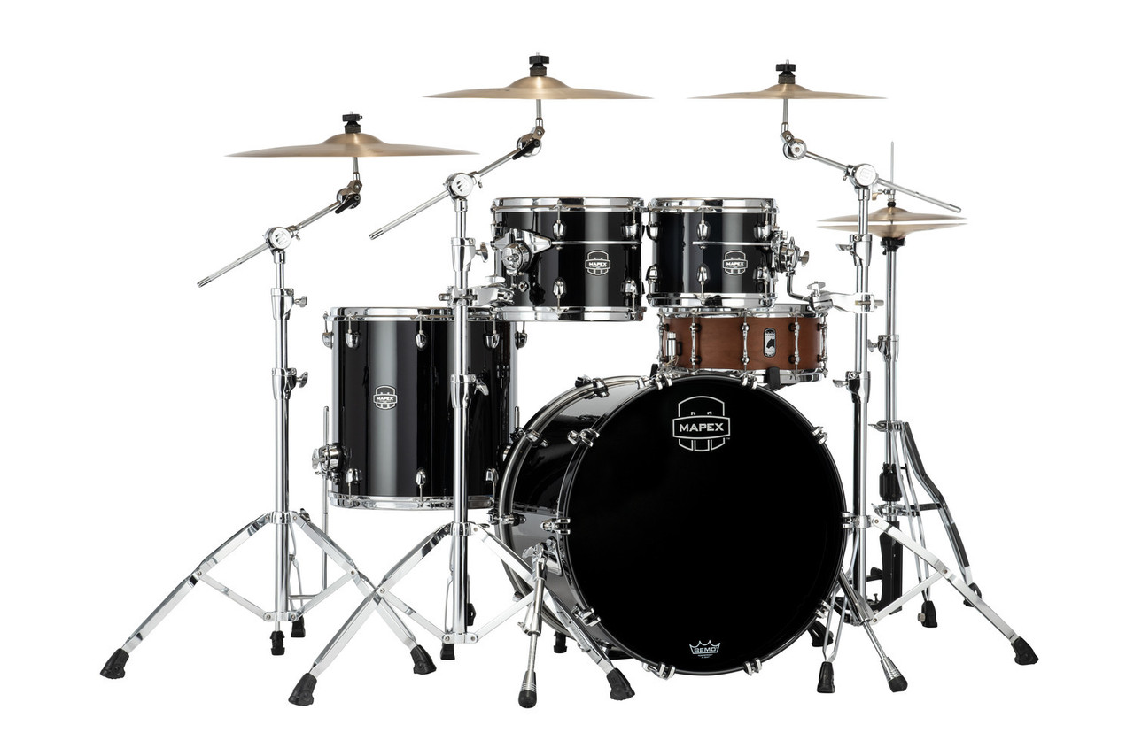 Mapex Saturn Evolution Rock 4 Piece Shell Pack Without Snare - Piano Black (SE529XBPB)