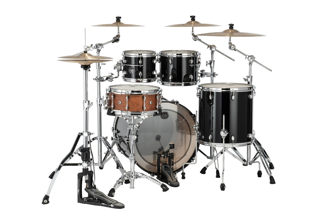 Mapex Saturn Evolution Rock 4 Piece Shell Pack Without Snare - Piano Black (SE529XBPB)