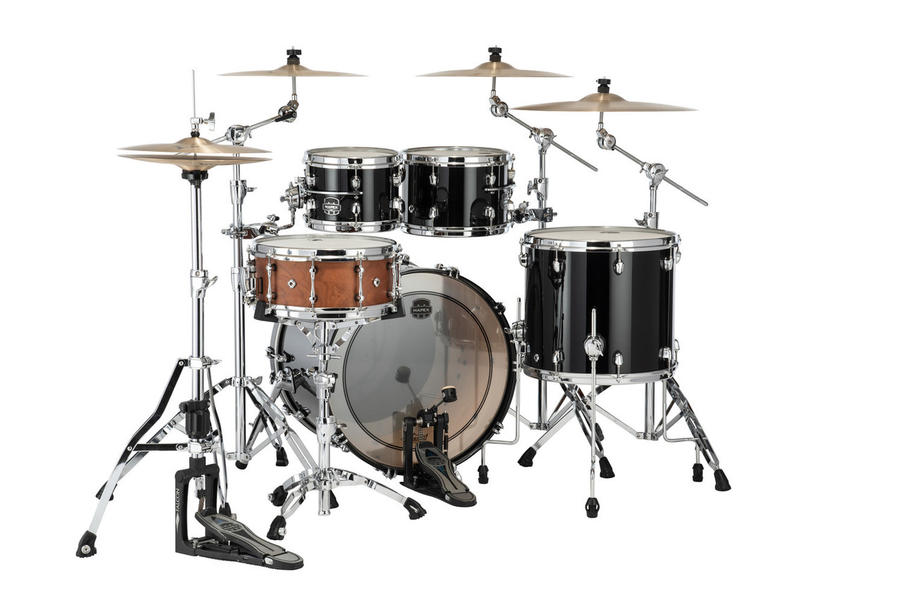 Mapex Saturn Evolution Classic 4 Piece Shell Pack Without Snare - Piano Black (SE529XEBPB)