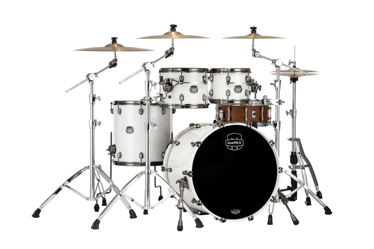 Mapex Saturn Evolution Rock 4 Piece Shell Pack Without Snare - Polar White (SE529XMBPI)