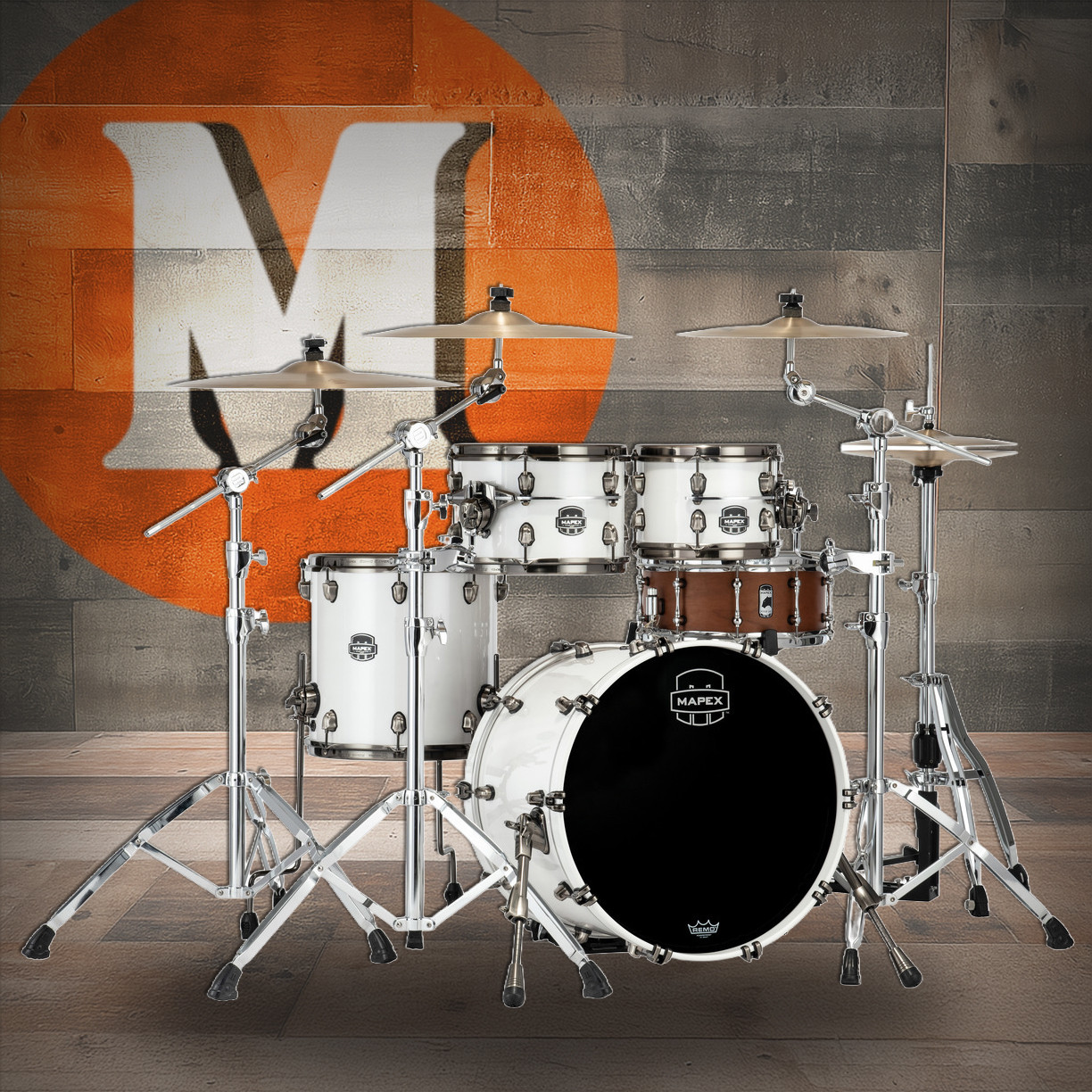 Mapex Saturn Evolution Fusion 4 Piece Shell Pack Without Snare - Polar White (SE504XBBPI)