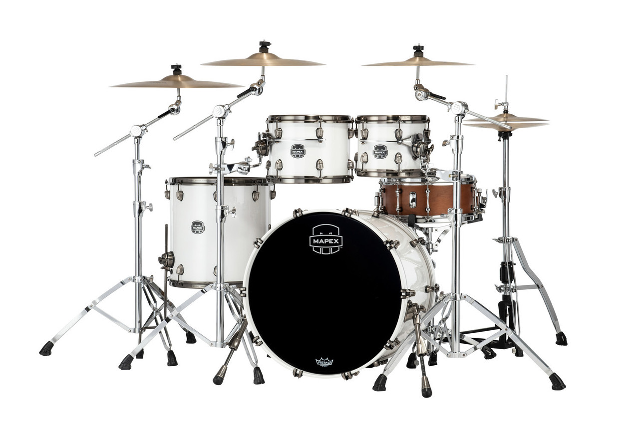 Mapex Saturn Evolution Rock 4 Piece Shell Pack Without Snare - Polar White (SE529XBBPI)
