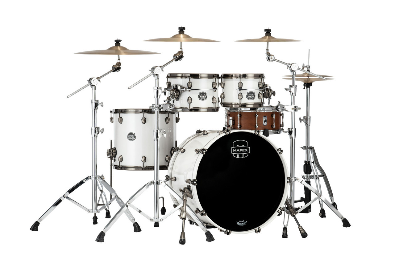 Mapex Saturn Evolution Classic 4 Piece Shell Pack Without Snare - Polar White (SE529XEBBPI)