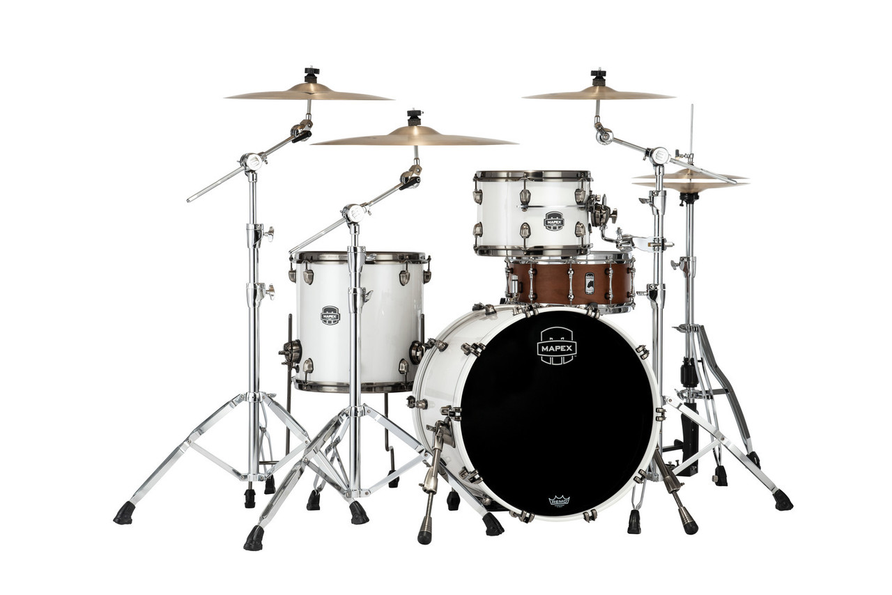 Mapex Saturn Evolution Hybrid Straight Ahead 3 Shell Pack Without Snare - Polar White (SE401XHBPI) | Musician Madness
