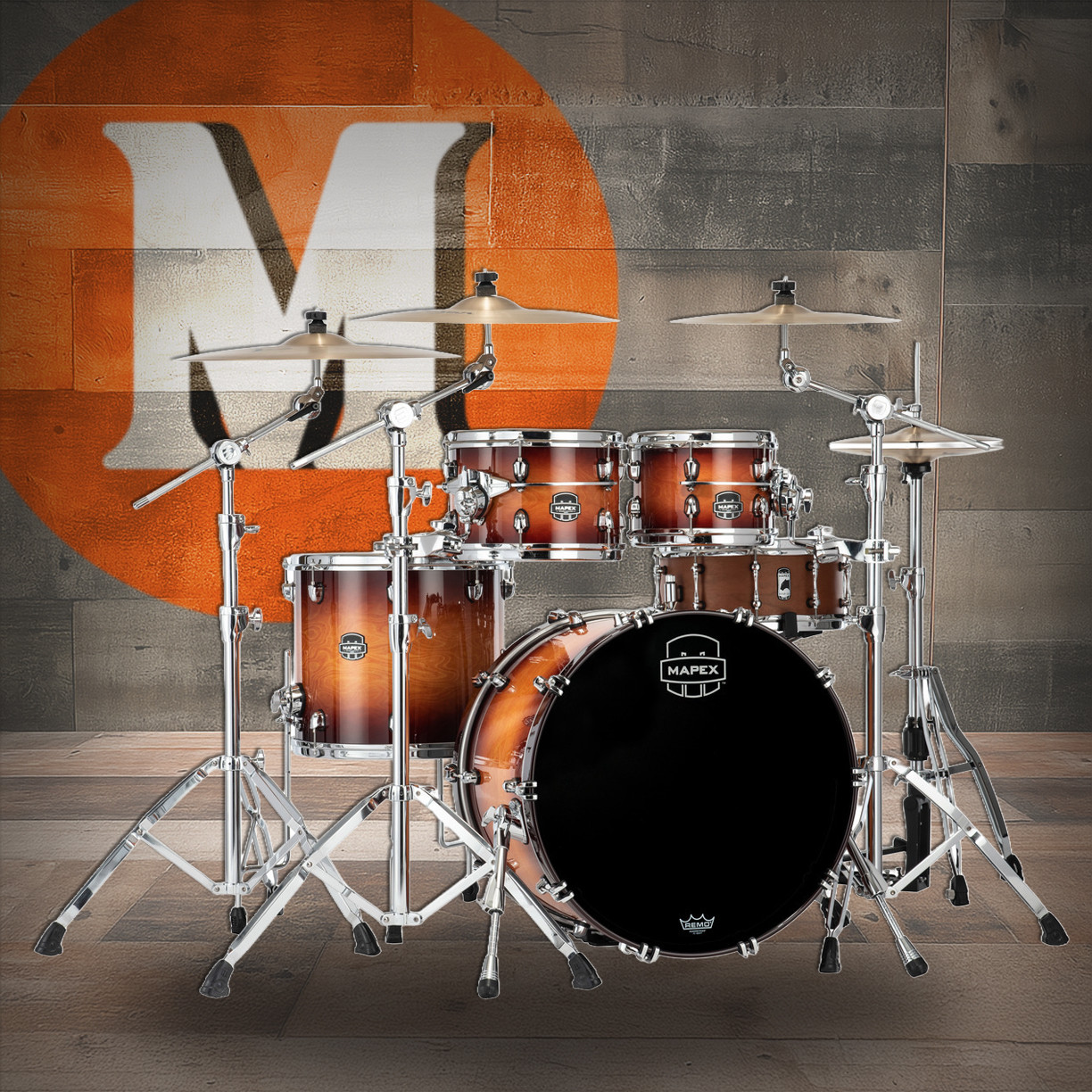 Mapex Saturn Evolution Classic 4 Piece Shell Pack Without Snare - Exotic Sunburst (SE529XEMPO)