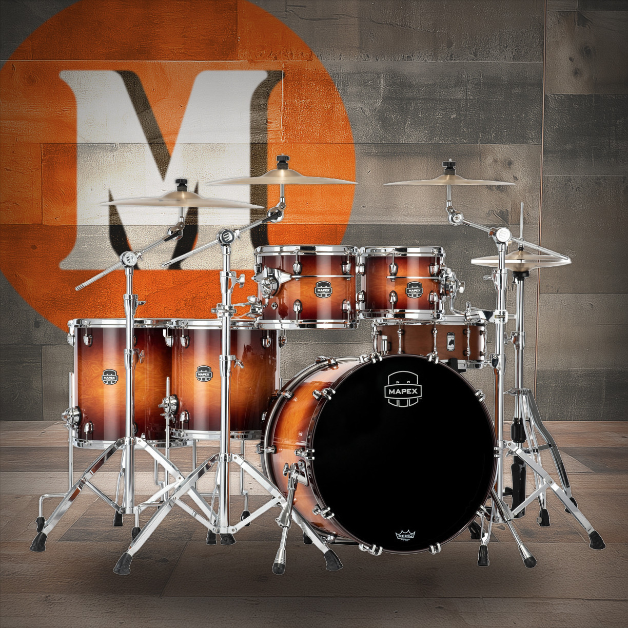 Mapex Saturn Evolution Workhorse 5 Piece Shell Pack Without Snare - Exotic Sunburst (SE628XBPO)
