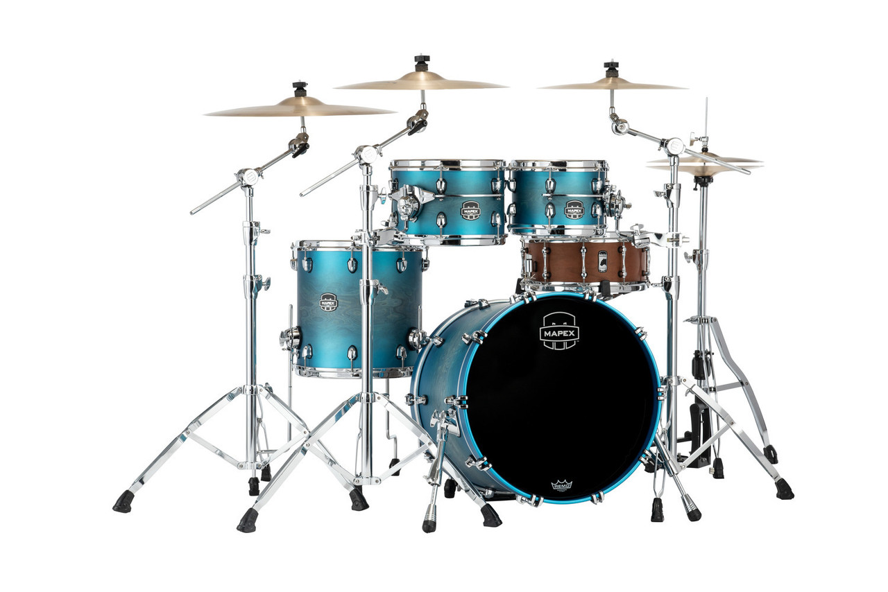 Mapex Saturn Evolution Fusion 4 Piece Shell Pack Without Snare - Exotic Azure Burst  (SE504XMPT) | Musician Madness